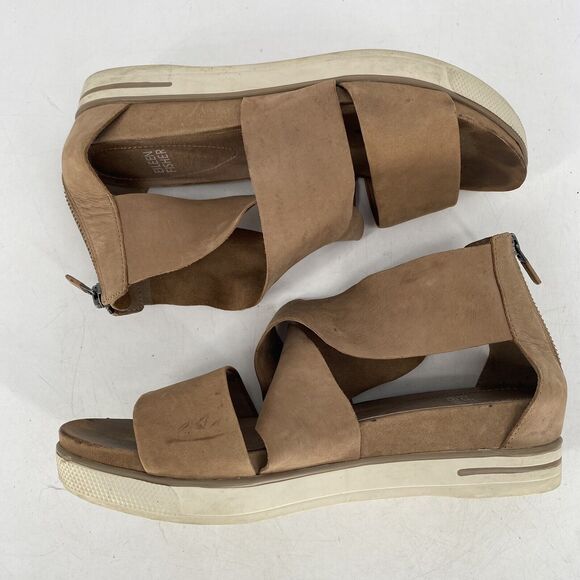 Eileen Fisher Sport Leather Tumbled Sneaker Platform Roman Sandals Size 8.5 - Picture 4 of 10